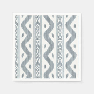 Blue Grey Ikat Stripe, Coastal Cream Napkin