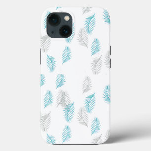Blue & Grey Leaves Pattern iPhone 13 Case
