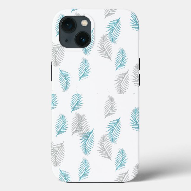 Blue & Grey Leaves Pattern  Case-Mate iPhone Case (Back)