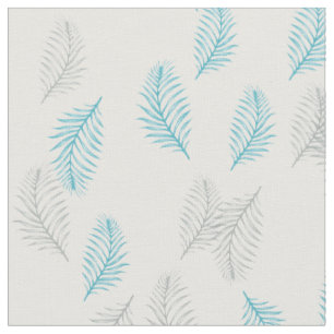Blue & Grey Leaves Pattern Fabric