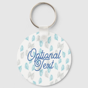 Blue & Grey Leaves Pattern Key Ring