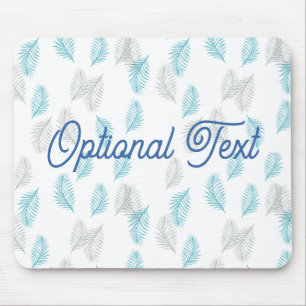 Blue & Grey Leaves Pattern Mouse Mat