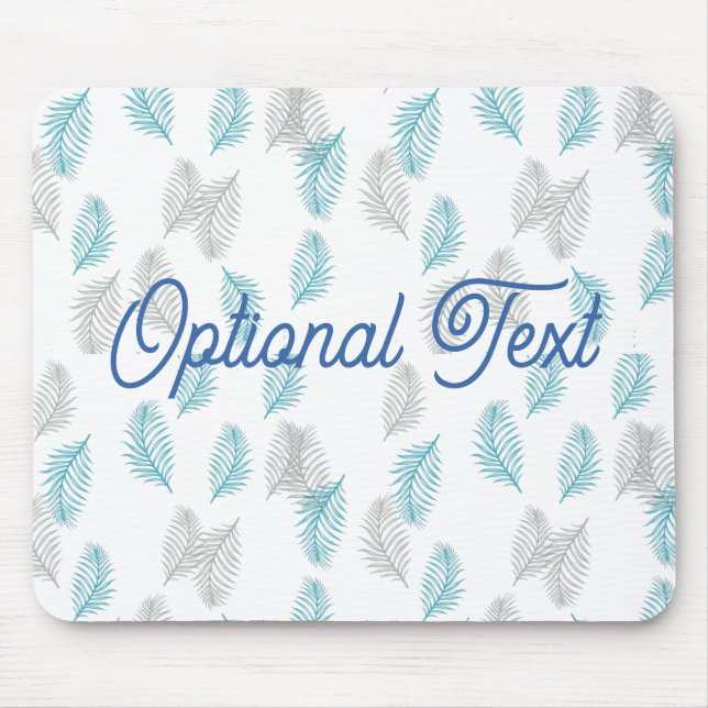 Blue & Grey Leaves Pattern  Mouse Mat (Front)