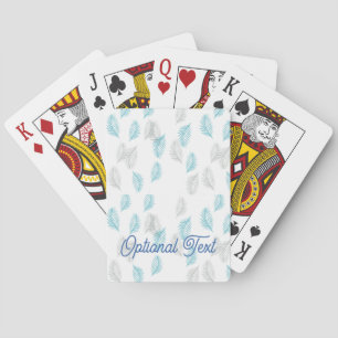 Blue & Grey Leaves Pattern Playing Cards