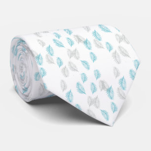 Blue & Grey Leaves Pattern Tie
