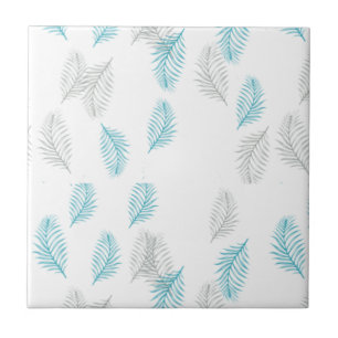 Blue & Grey Leaves Pattern Tile