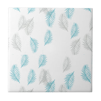 Blue & Grey Leaves Pattern  Tile