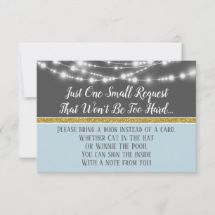 Blue Grey Lights Baby Shower Bring A Book Card
