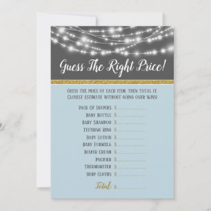 Blue Grey Lights Guess The Right Price Baby Shower Invitation
