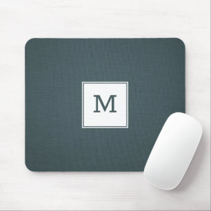 Blue- Grey Linen Texture  Mouse Mat