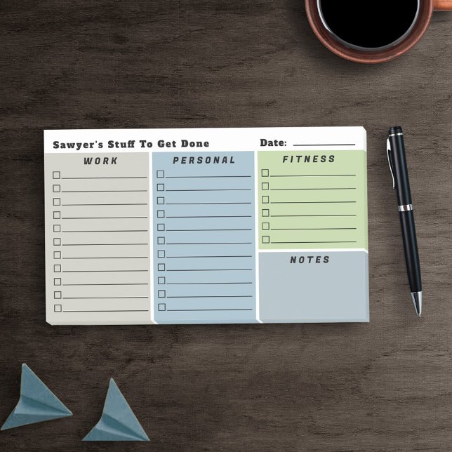 Blue Grey Man's Daily Planning Checklists Post-it Notes (Creator Uploaded)