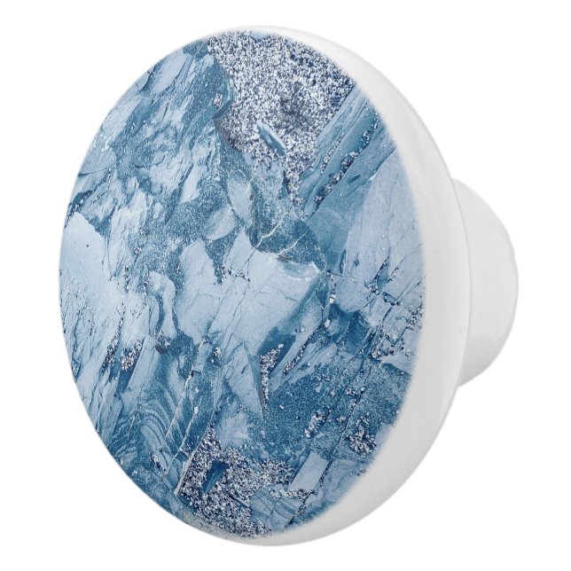 Blue & Grey Marble  Ceramic Knob (Right)