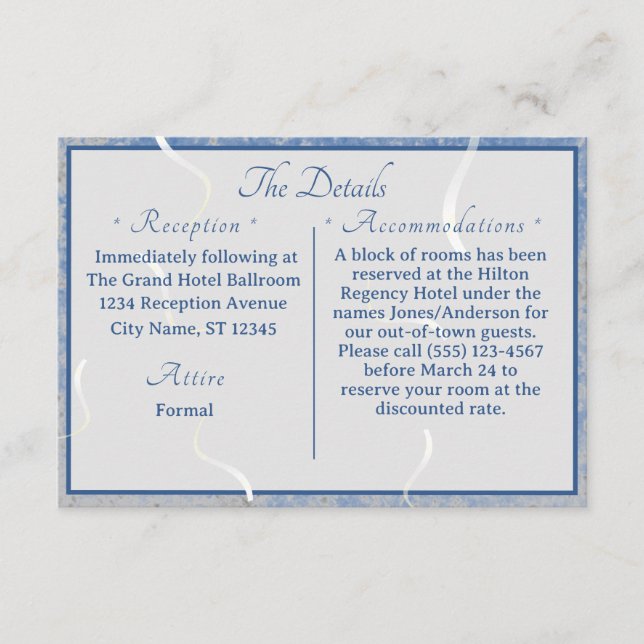 Blue & Grey Marble Enclosure Card (Front)
