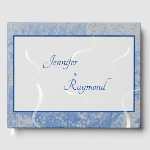 Blue & Grey Marble Monogramed Guest Book