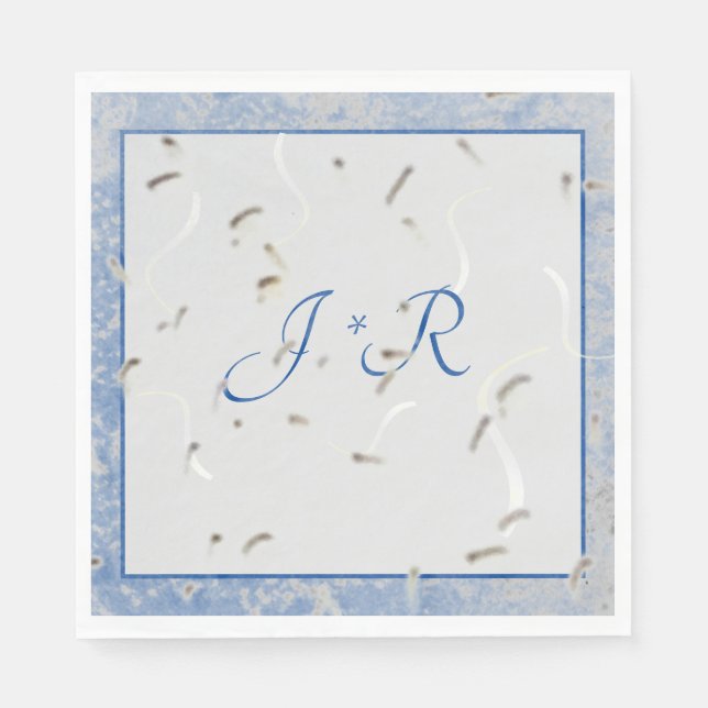 Blue & Grey Marble Monogramed Napkins (Front)
