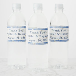 Blue & Grey Marble Monogramed Water Bottle Label