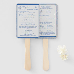 Blue & Grey Marble Nuptial Mass Set of Fans
