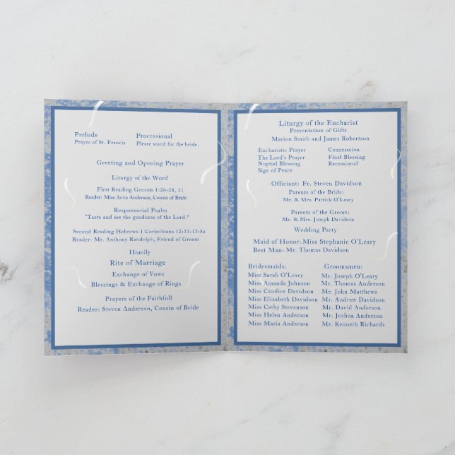 Blue & Grey Marble Nuptial Mass with Photo  Programme (Inside)