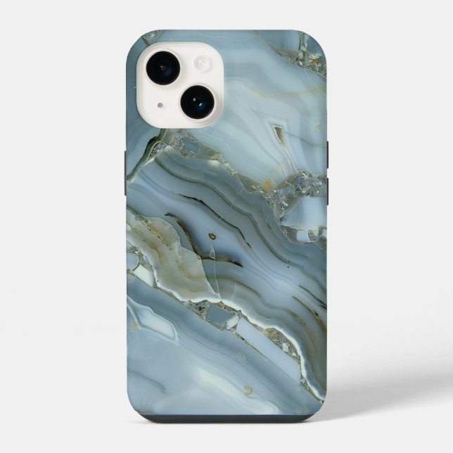 Blue Grey Marble Pattern iPhone / Android Case (Back)