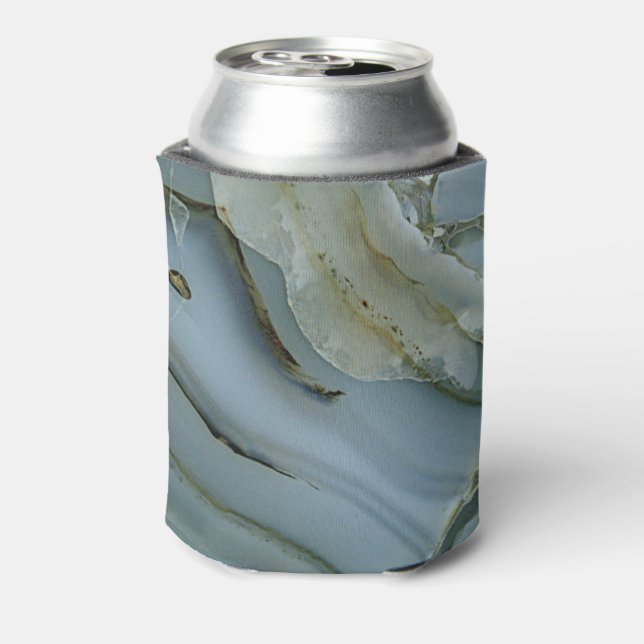 Blue Grey Marble with Gold Vein Can Cooler (Can Back)
