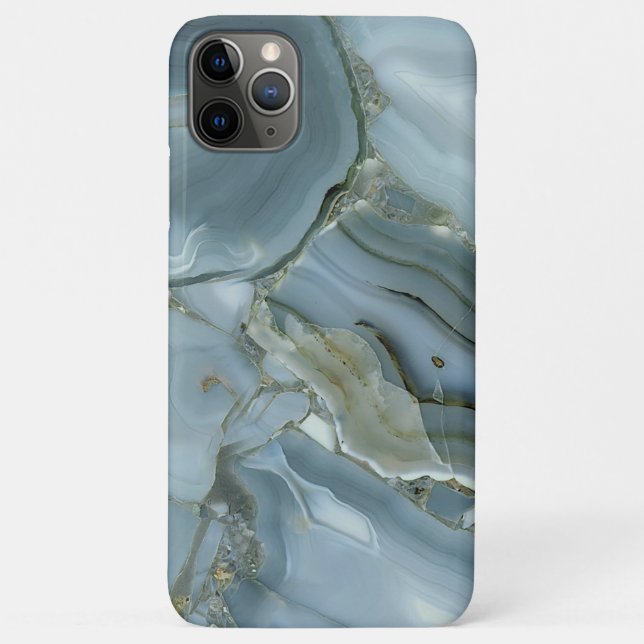Blue Grey Marble with Gold Vein Case-Mate iPhone Case (Back)