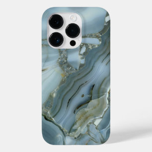 Blue Grey Marble with Gold Vein Case-Mate iPhone 14 Pro Case
