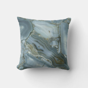 Blue Grey Marble with Gold Vein Cushion