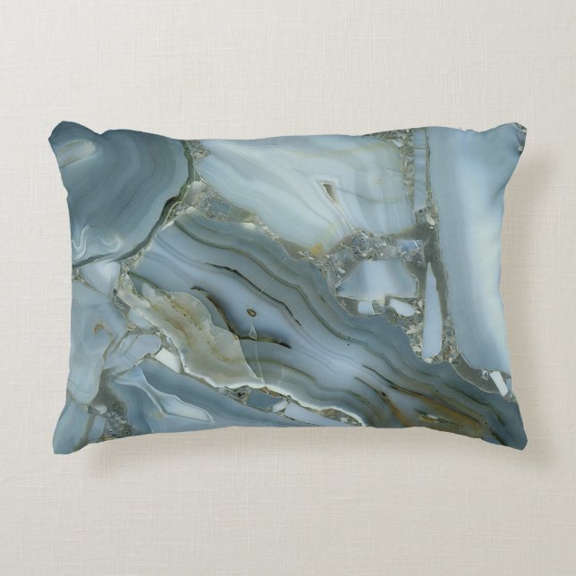 Blue Grey Marble with Gold Vein Decorative Cushion (Front)