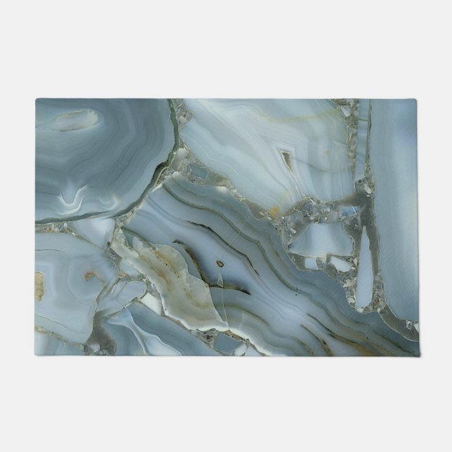 Blue Grey Marble with Gold Vein Doormat (Front)