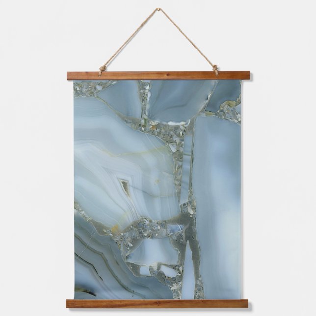 Blue Grey Marble with Gold Vein Hanging Tapestry (Front)