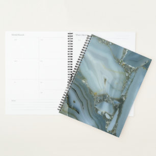 Blue Grey Marble with Gold Vein Planner