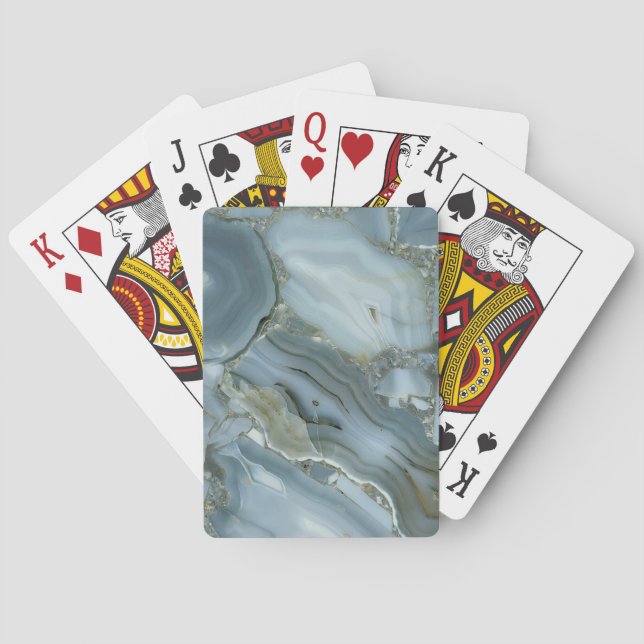 Blue Grey Marble with Gold Vein Playing Cards (Back)