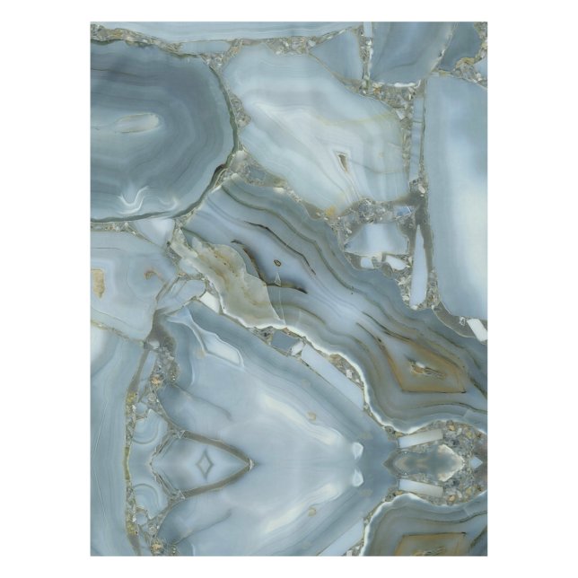 Blue Grey Marble with Gold Vein Tablecloth (Front)