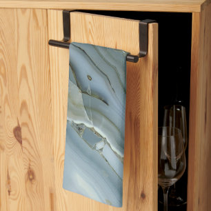 Blue Grey Marble with Gold Vein Tea Towel