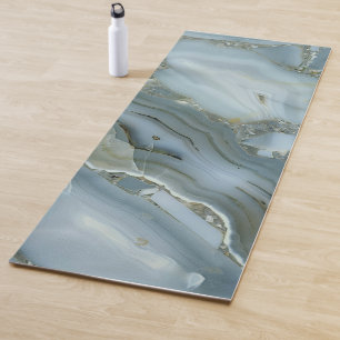 Blue Grey Marble with Gold Vein Yoga Mat