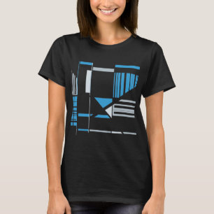 Blue Grey MCM Southwest-inspired Geometric Lines T-Shirt