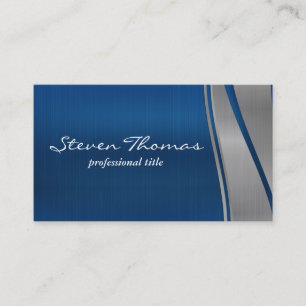 Blue Grey Metallic Background Business Card