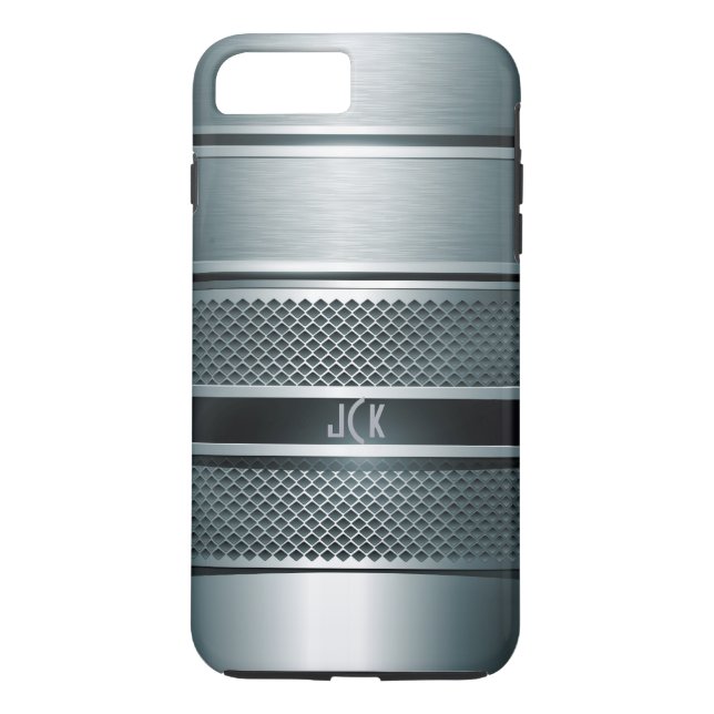 Blue Grey Metallic Design-Monogram Case-Mate iPhone Case (Back)