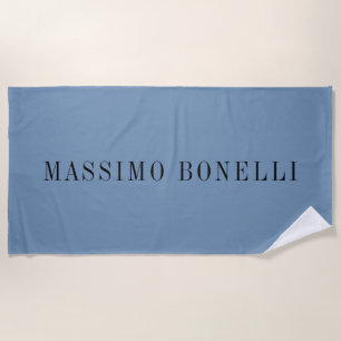 Blue Grey Minimalist Plain Legible Modern Beach Towel