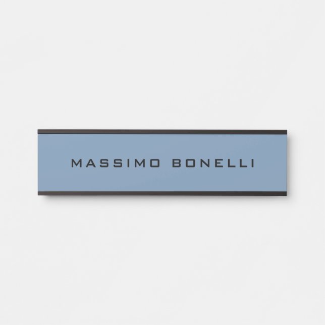 Blue Grey Minimalist Plain Legible Modern Door Sign (Front)