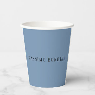 Blue Grey Minimalist Plain Legible Modern Paper Cups