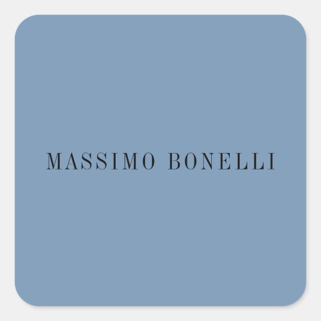 Blue Grey Minimalist Plain Legible Modern Square Sticker (Front)