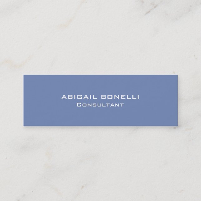 Blue Grey Minimalist Special Unique Modern Plain Mini Business Card (Front)