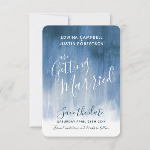 Blue grey modern art save the date cards