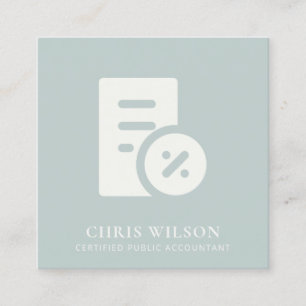 BLUE GREY MODERN CALCULATION ICON ACCOUNTING TAX SQUARE BUSINESS CARD