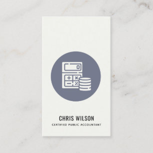 BLUE GREY MODERN CALCULATOR COIN ICON ACCOUNTING BUSINESS CARD