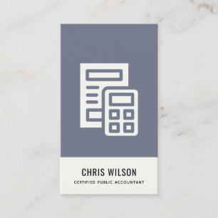 BLUE GREY MODERN CALCULATOR ICON ACCOUNTING TAX BUSINESS CARD