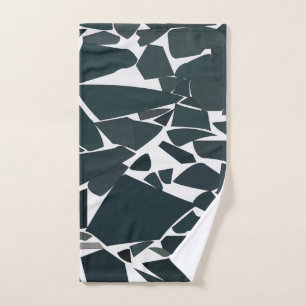 Blue Grey Modern Geometric Pattern Hand Towel