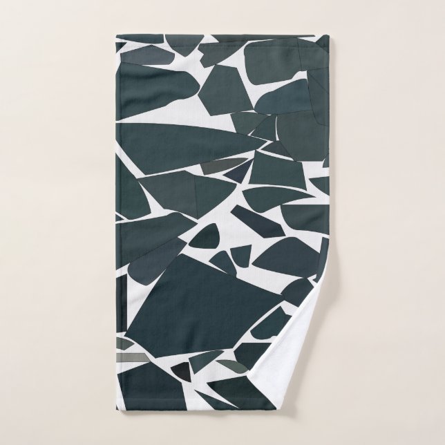 Blue Grey Modern Geometric Pattern Hand Towel (Hand Towel)