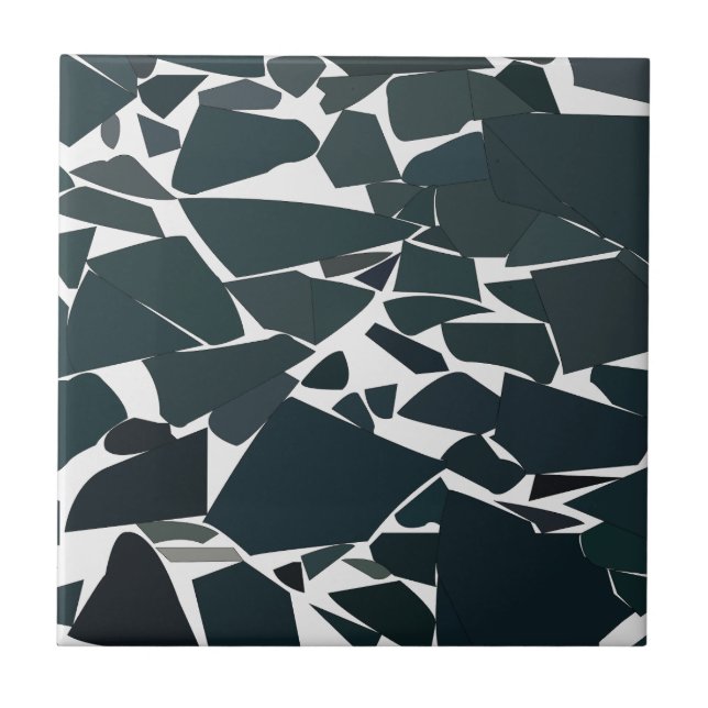 Blue Grey Modern Geometric Pattern Tile (Front)